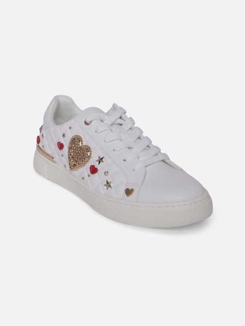 

ALDO Women White Woven Design Sneakers