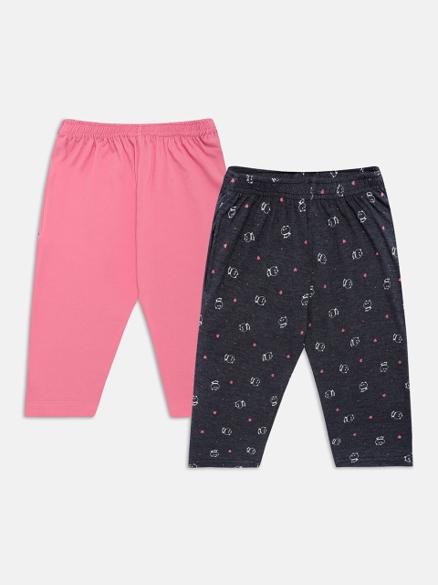 

Punkster Set of 2 Girls Black & Pink Printed Capris