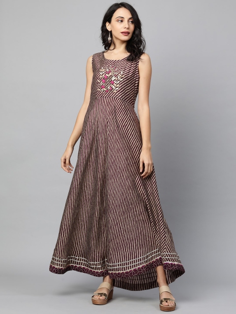 

FASHOR Purple Embellished Ethnic Maxi Dress