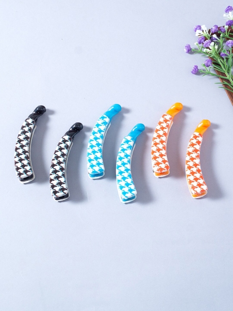 

Golden Peacock Women Set of 6 Banana Clips, Orange