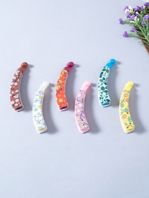 

Golden Peacock Women Multicoloured Set of 6 Banana Clip, Multi