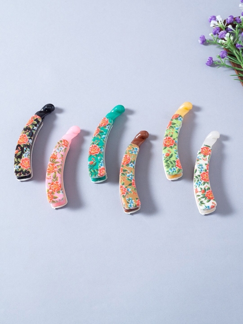 

Golden Peacock Women Black & Blue Set of 6 Banana Clip