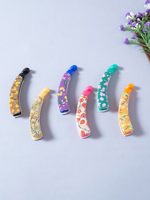 

Golden Peacock Women Multicoloured Set of 6 Banana Clip, Multi