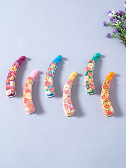 

Golden Peacock Women Multicoloured Set of 6 Banana Clip, Multi