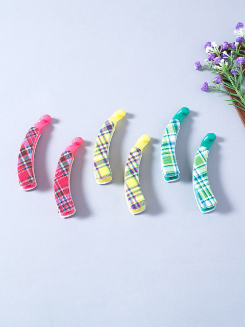 

Golden Peacock Set of 6 Women Yellow & Blue Banana Clips