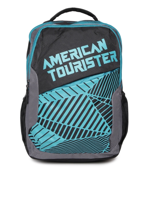 

AMERICAN TOURISTER Unisex Black & Blue Printed Backpack