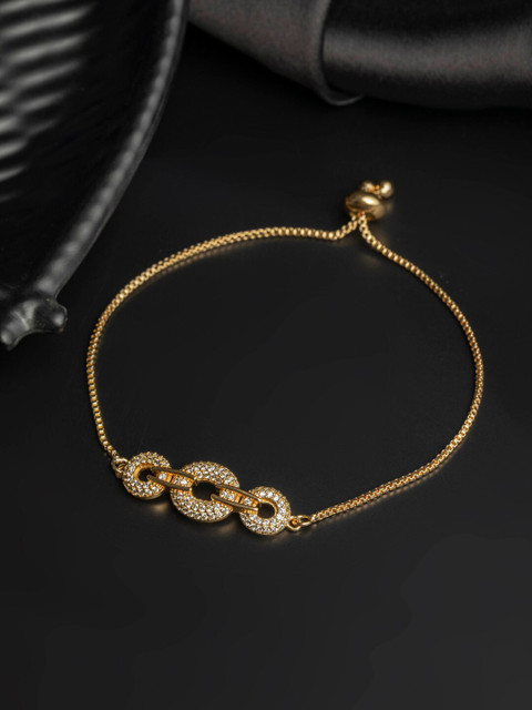 

PRITA Women Gold-Toned American Diamond Handcrafted Link Bracelet