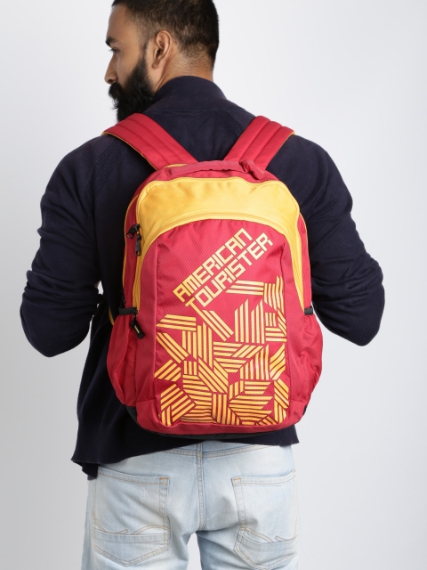 

AMERICAN TOURISTER Unisex Red & Yellow Printed Backpack