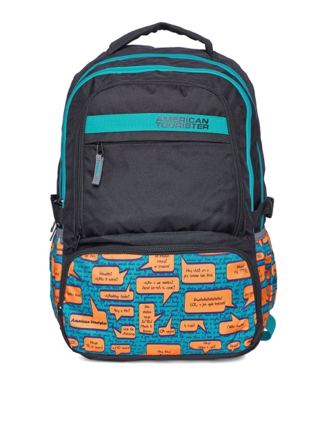 

AMERICAN TOURISTER Unisex Black & Blue 2016 Hoola 2 Printed Backpack