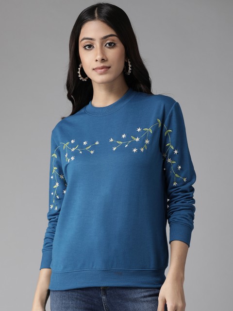 

KASSUALLY Women Blue Sweatshirt