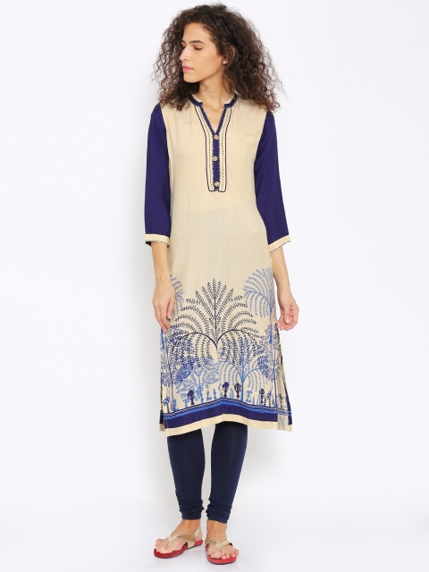 

Soch Outlet Women Beige Printed Straight Kurta