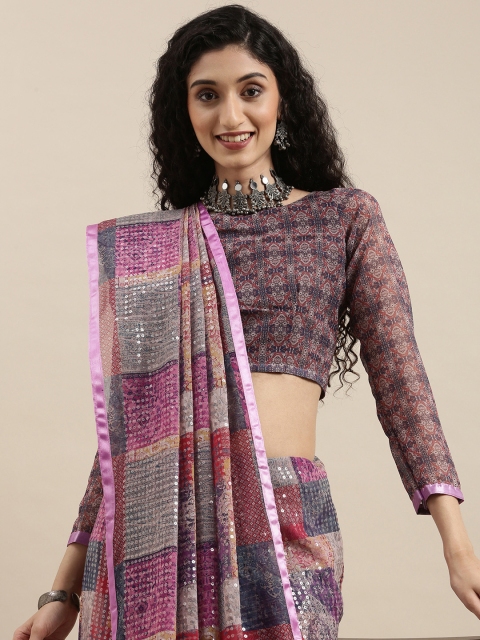 

Mitera Multicoloured Sequinned Pure Georgette Saree, Multi