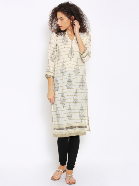 

Soch Outlet Women Cream-Coloured & Brown Printed Kurta