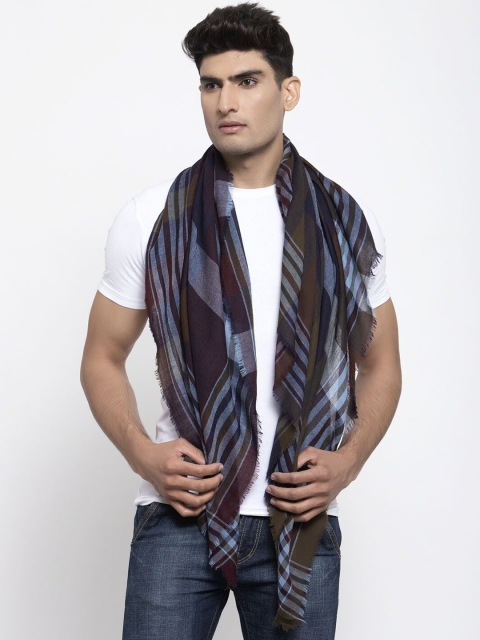 

Calvadoss Men Grey & Brown Checked Stole