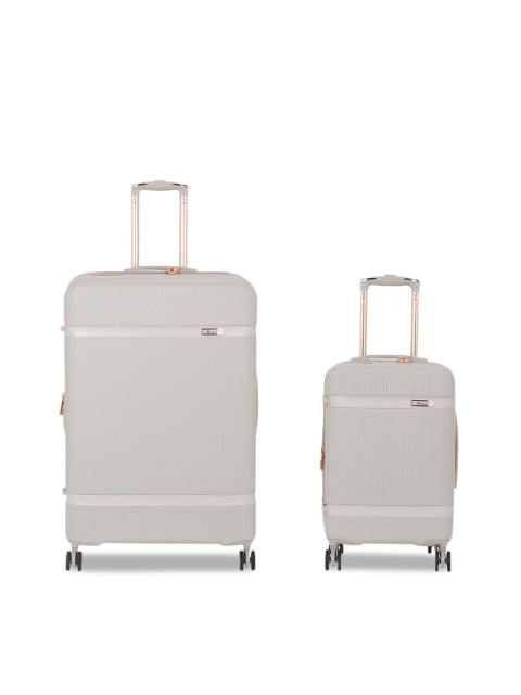 

IT luggage Set Of 2 Grey Solid Hard-Sided Trolley Suitcases