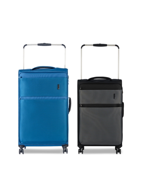 

IT luggage Set Of 2 Textured Hard-Sided Trolley Suitcases, Blue