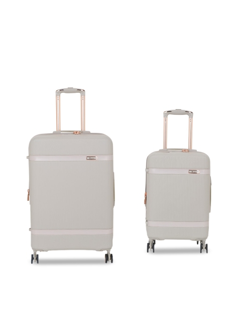 

IT luggage Set Of 2 Grey Solid Hard-Sided Trolley Suitcases