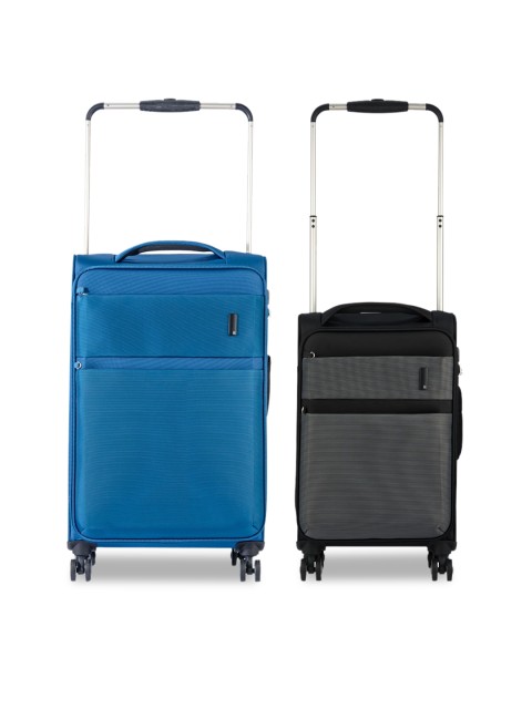

IT luggage Set Of 2 Blue Textured Hard-Sided Trolley Suitcases, Na