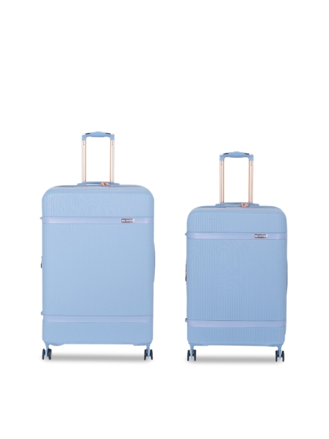 

IT luggage Set Of 2 Blue Solid Hard-Sided Trolley Suitcases