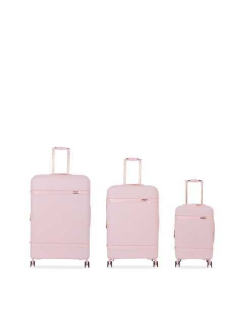 

IT luggage Set Of 3 Pink Textured Hard-Sided Trolley Suitcases