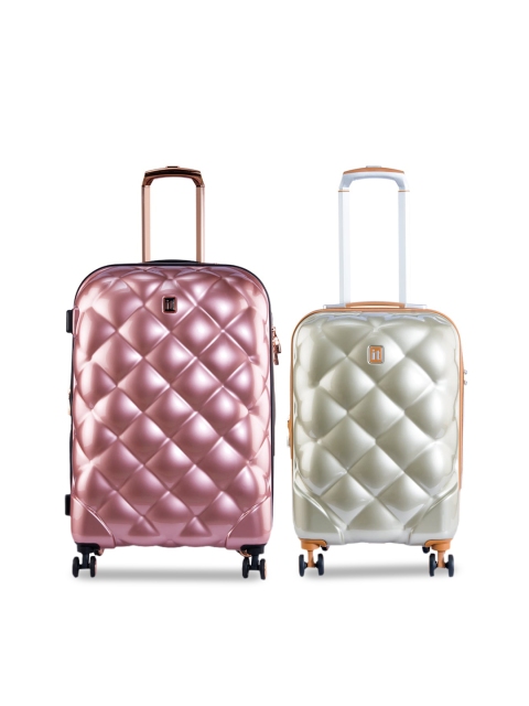 

IT luggage Set Of 2 Solid Hard-Sided Trolley Suitcases, Pink