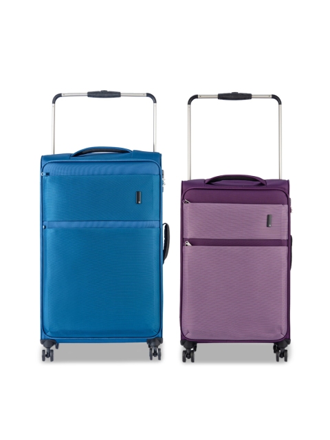 

IT luggage Set Of 2 Solid Soft-Sided Trolley Suitcases, Blue