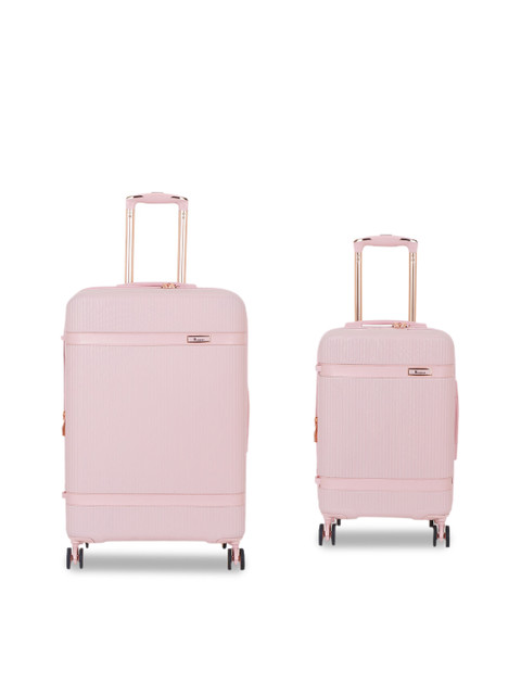 

IT luggage Set Of 2 Pink Textured Hard-Sided Trolley Suitcases