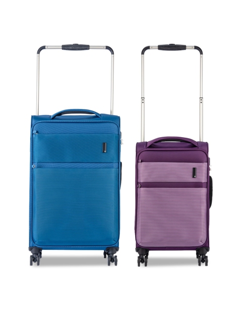 

IT luggage Set Of 2 Solid Soft-Sided Trolley Suitcases, Blue