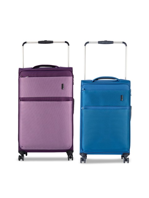 

IT luggage Set Of 2 Purple & Blue Solid Soft-Sided Trolley Suitcases