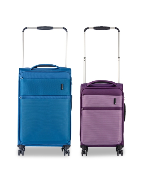 

IT luggage Set Of 2 Blue & Purple Textured Soft-Sided Trolley Suitcases