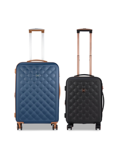 

IT luggage Set Of 2 Blue & Black Textured Hard-Sided Trolley Suitcases