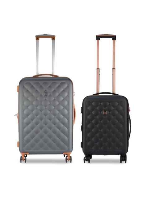 

IT luggage Set Of 2 Textured Hard-Sided Trolley Suitcases, Grey