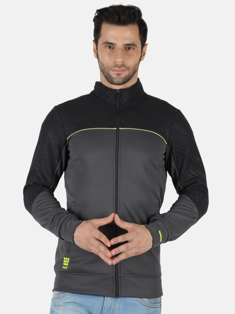 

rock it Men Grey & Black Colourblocked Sweatshirt