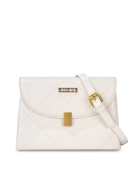 

Luvoksi White PU Structured Sling Bag with Quilted