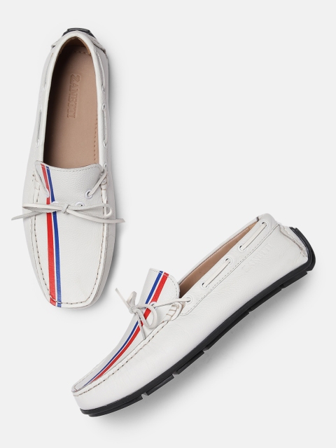 

ZZANETTI Men White Striped Leather Loafers