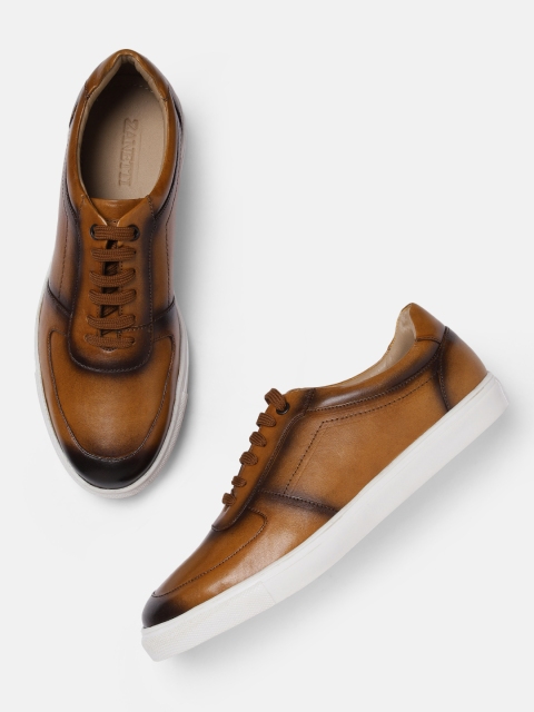 

ZZANETTI Men Tan Leather Sneakers