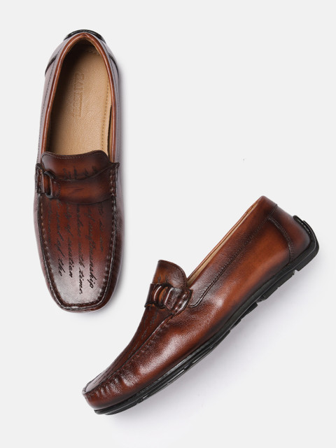 

ZZANETTI Men Brown Textured Leather Loafers