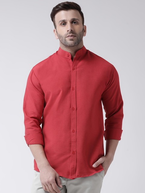 

KHADIO Men Red Cotton Casual Shirt