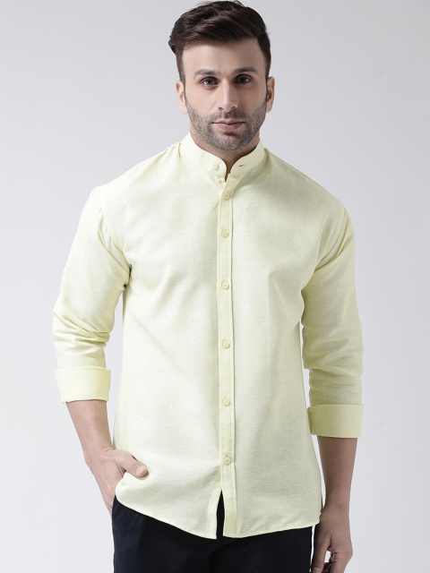 

KHADIO Men Yellow Cotton Casual Shirt