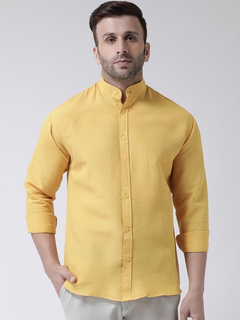 

KHADIO Men Yellow Cotton Casual Shirt