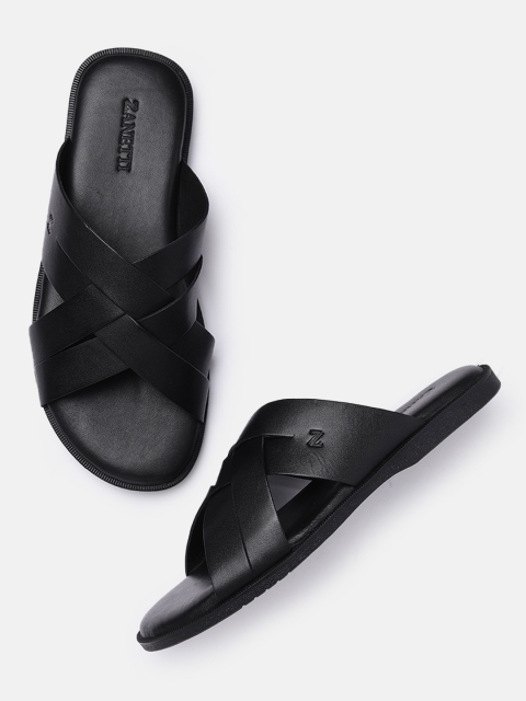 

ZZANETTI Men Black Leather Comfort Sandals