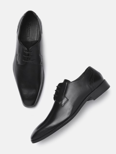 

ZZANETTI Men Black Solid Genuine Leather Regular Formal Derbys