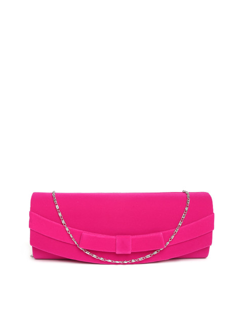 

DressBerry Pink Velvet Finish Clutch with Chain Strap