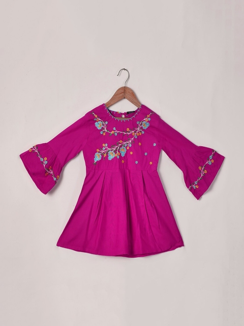 

Ishin Girls Pink & Blue Floral Print A-line Top