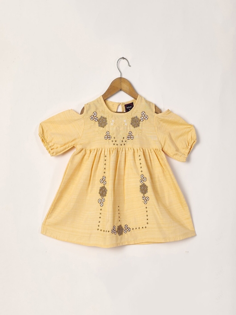 

Ishin Yellow Floral Embroidered Top