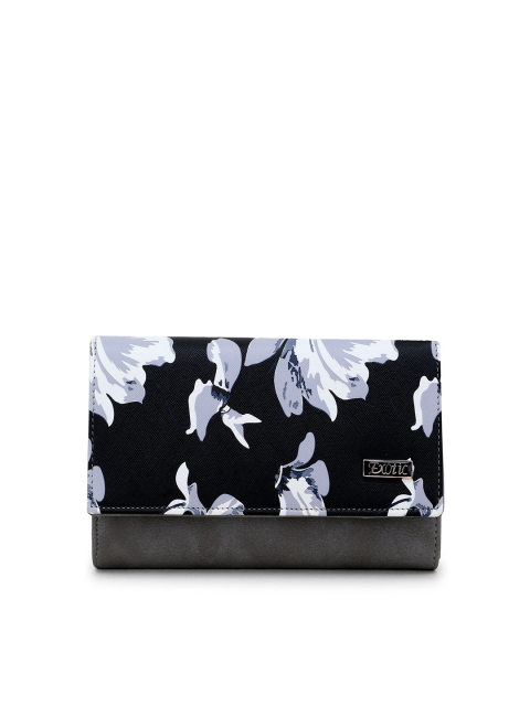 

Exotic Women Black & Grey Floral Printed PU Envelope