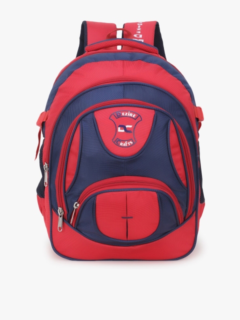 

Dezire Crafts Unisex Blue & Red Brand Logo Backpack