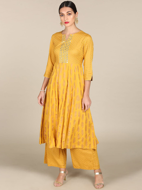 

Anahi Women Yellow Ethnic Motifs Printed Kurta with Palazzos