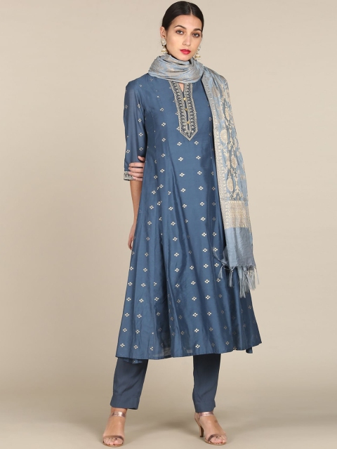 

Anahi Women Blue Ethnic Motifs Kurta with Trousers & With Dupatta