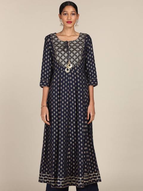 

Anahi Women Blue Floral Embroidered Kurta